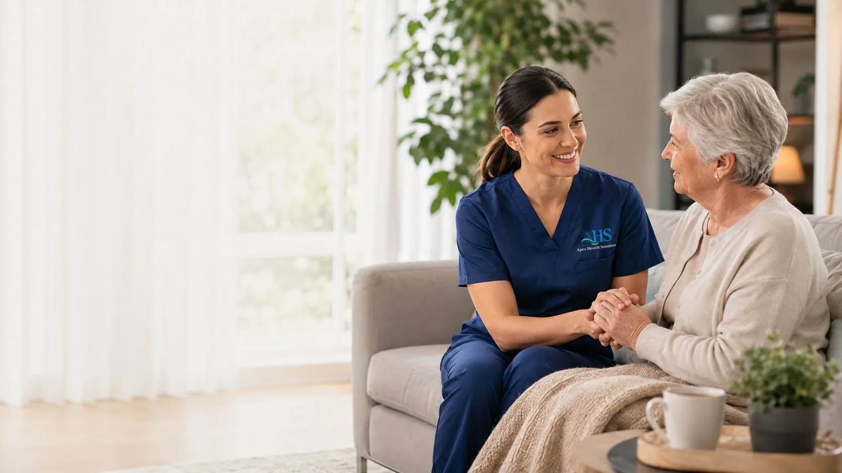 Apex Health Solutions caregiver with a client