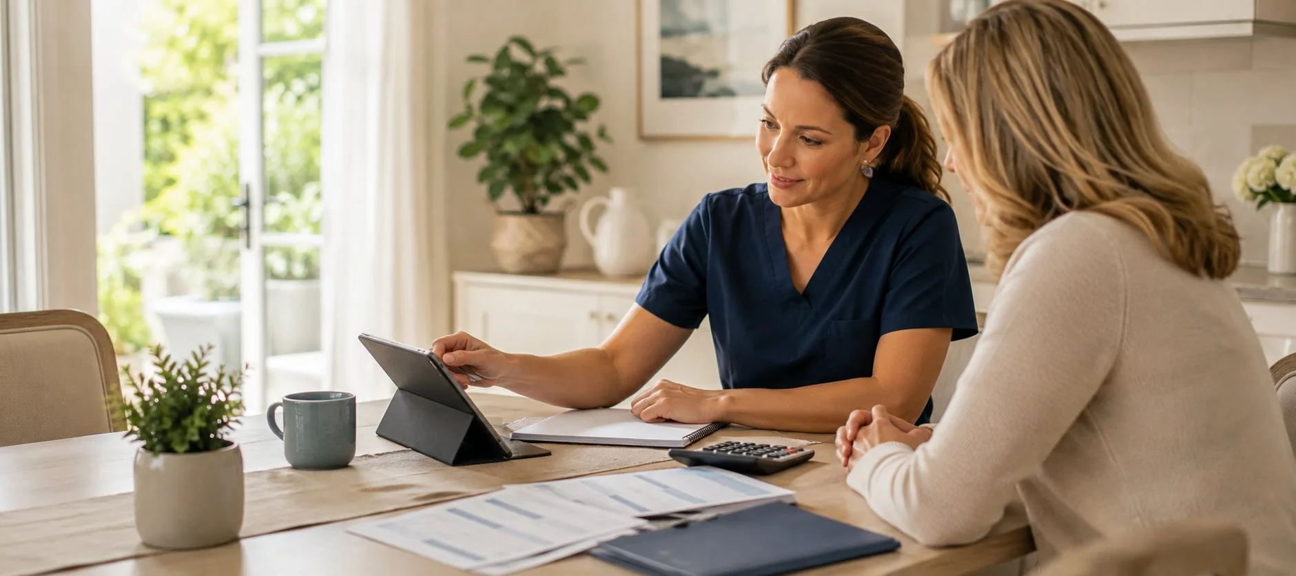 Apex Health Solutions caregiver at a client's home