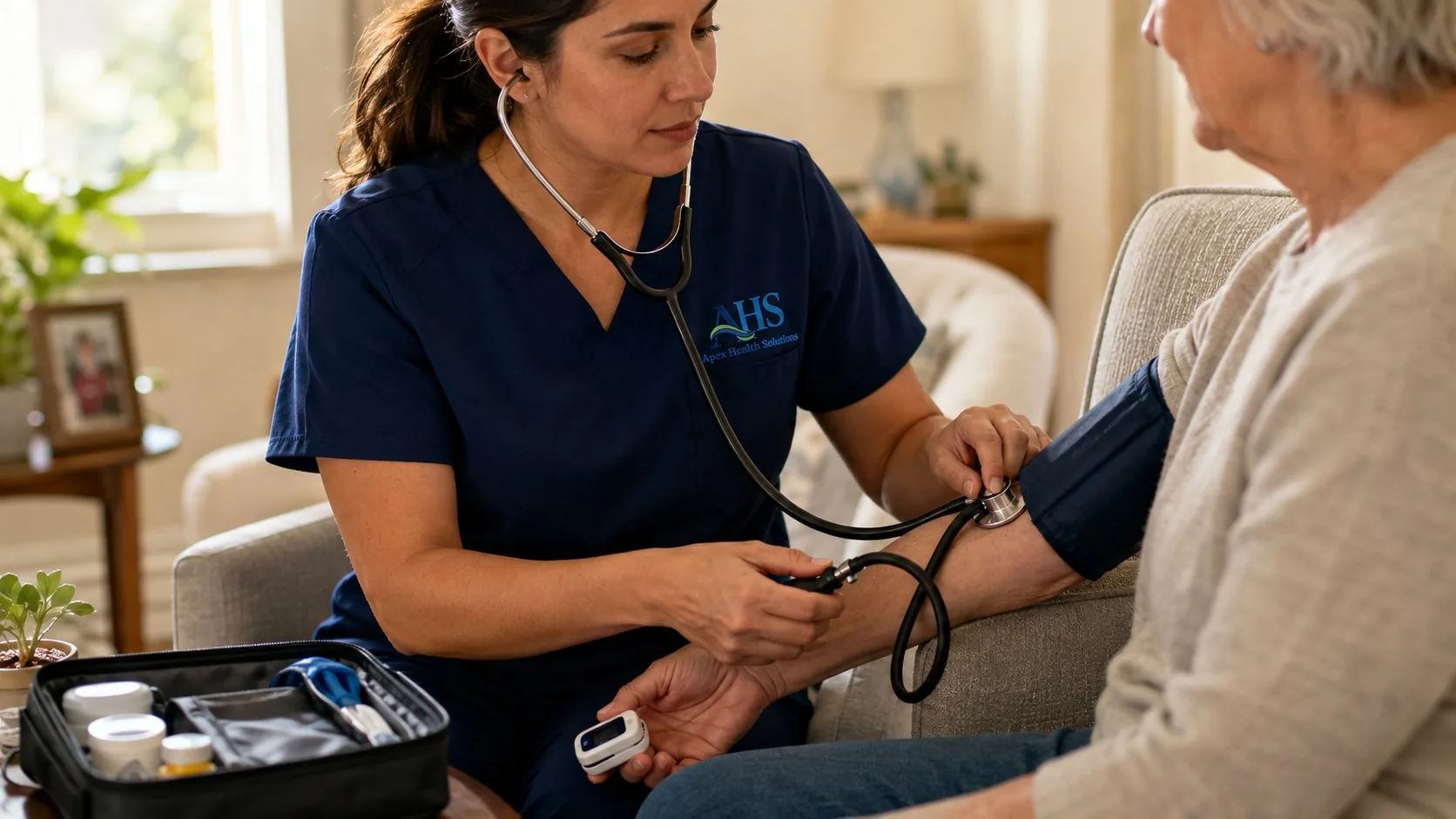 Registered nurse providing private duty nursing care at home